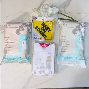 BABY ON BOARD SIGN,ZOMEE BREASTMILK STORAGE BAGS AND SG Premium Accessory kit